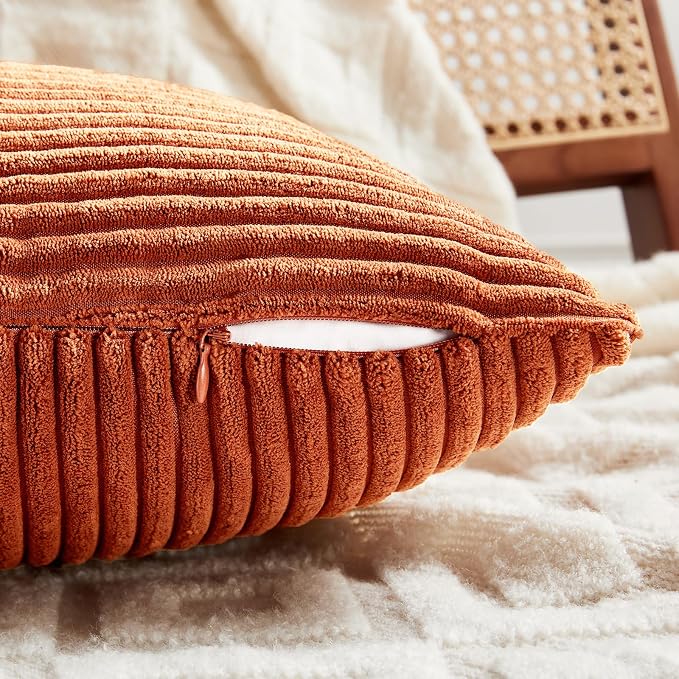 Fancy Homi Set of 2 Burnt Orange Decorative Throw Pillow Covers 28x28 Inch - Image 4