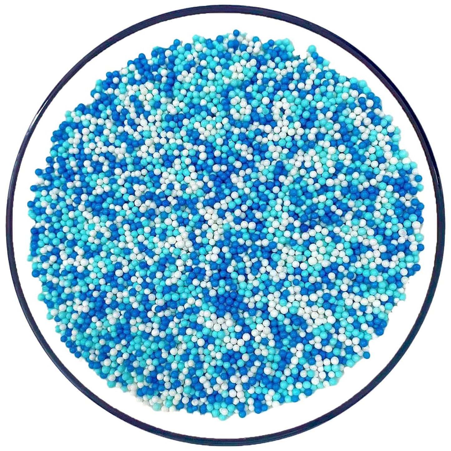 Sentovac Blue and White Nonpareils Sprinkles Edible 2mm Mini Peals Sprinkle for Cake Decorating Sugar Candy Cookie Cupcake Topper Baking Decorations Halloween Christmas Baby Shower Supplies