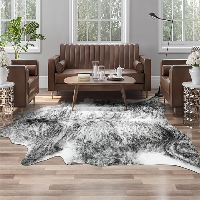 AROGAN Western Decor Faux Fur Cowhide Rug, 6 x 7 Feet Premium Animal Skin Cow by AROGANAREARUG