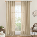 LAMIT Brown Linen Curtains 84 inch Length 2 Panels, Light Filtering Semi Sheer by LAMIT