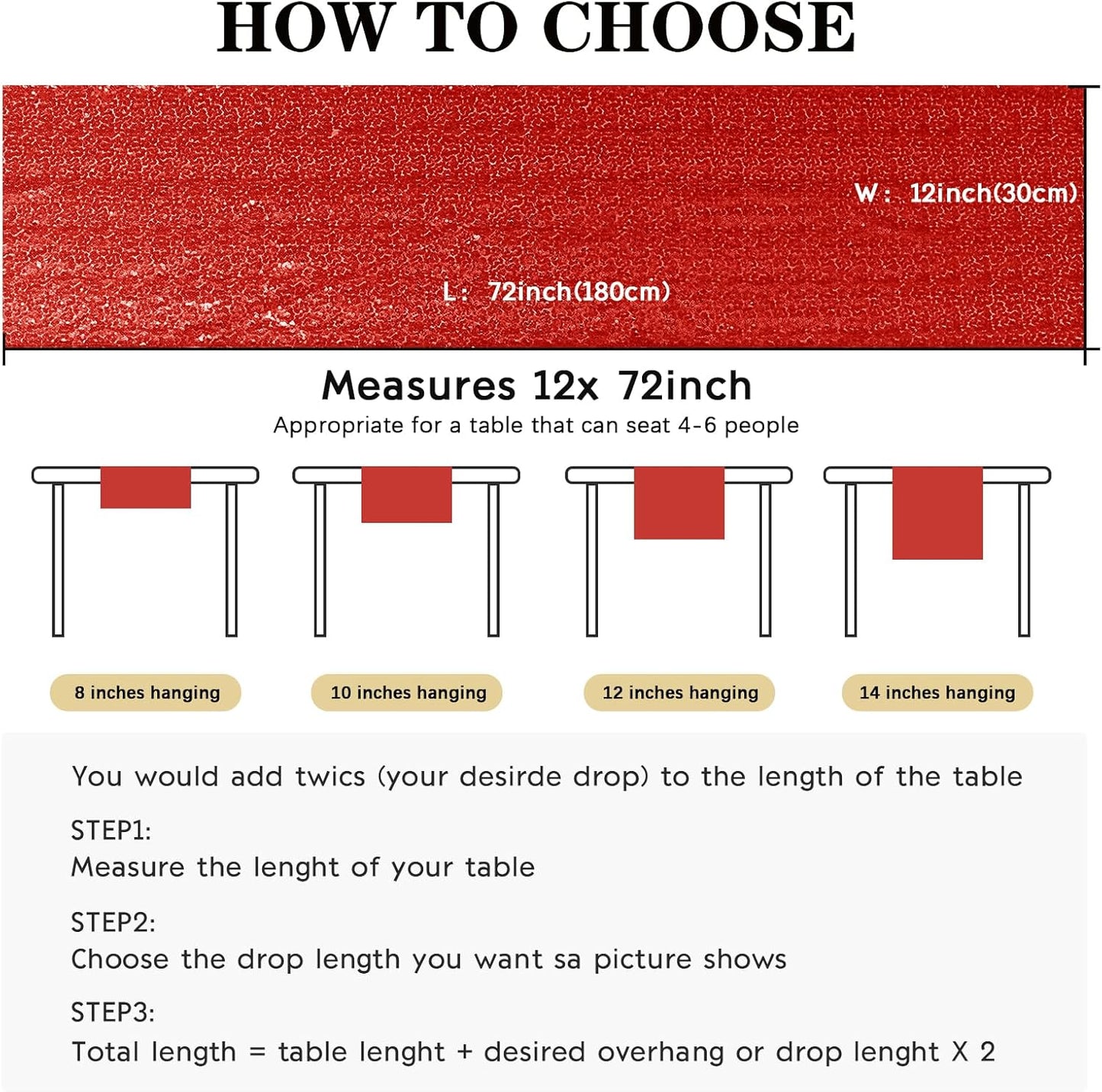 10 Packs 12 x 72 inches Sequin Table Runner, Red Glitter Table Runner for Birthday Party Supplies Wedding Engagement Baby Shower Holiday Celebration Event Decorations