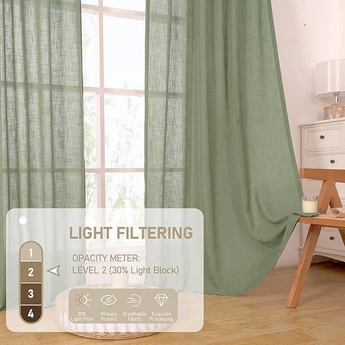 LAMIT Linen Curtains 102 Inches Long - Image 4