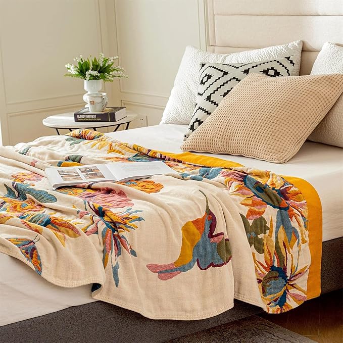 MSGKV Boho Throw Blanket 60''x80'', 100% Cotton Blanket - Image 8