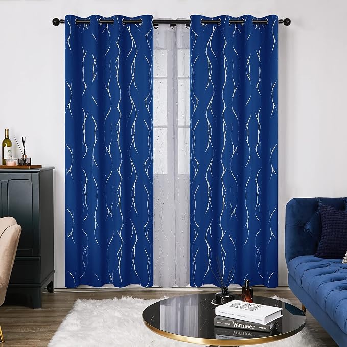 Deconovo Blackout Curtains, Thermal Insulated Noise‑Reducing Drapes, Wave Line - Image 2