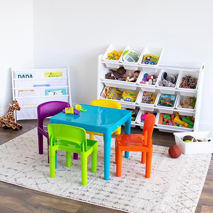 Humble Crew Tot Tutors Plastic Table and 4 Chairs Set - Aqua Blue