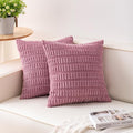 Pack of 2 Corduroy Decorative Throw Pillow Covers 18x18 InchSoft Boho Striped by Unknown