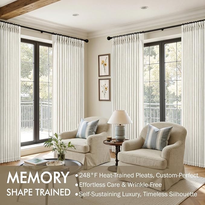 MIULEE Pinch Pleated Thick Linen Curtains 90 Inches Long 2 Panels - Image 2