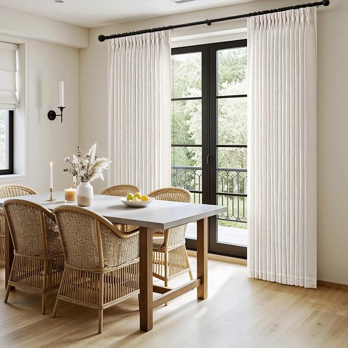 MIULEE Pinch Pleated Thick Linen Curtains 105 Inches Long 2 Panels - Image 3