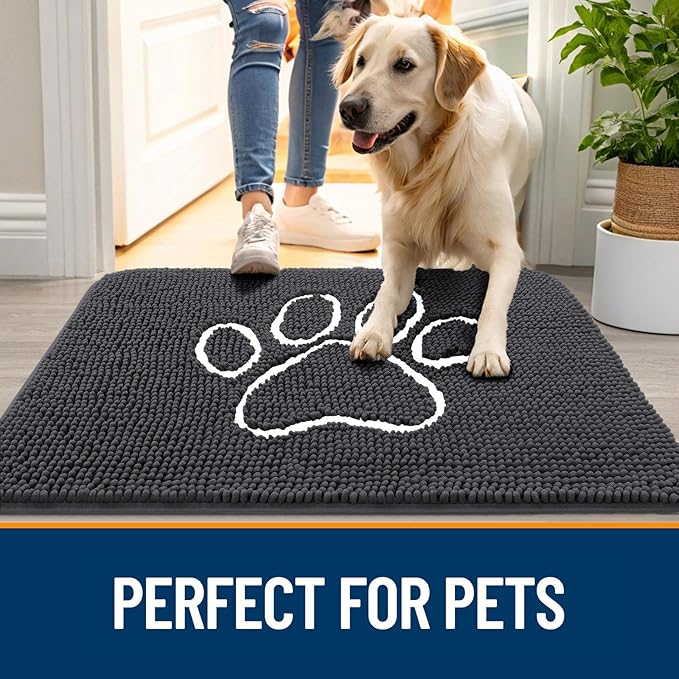 OLANLY Dog Door Mat for Muddy Paws 70x32, Paw Print Design, Absorbs Moisture - Image 6