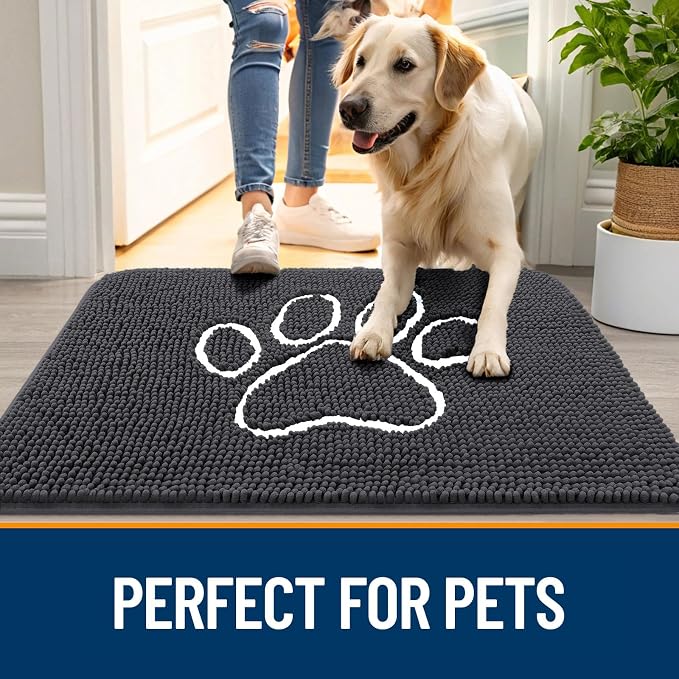 OLANLY Dog Door Mat for Muddy Paws 59x35, Paw Print Design, Absorbs Moisture - Image 6