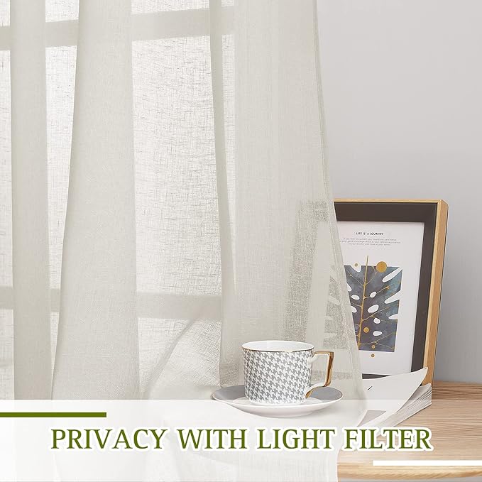 NICETOWN Flax Linen Semi Sheer Curtains - Image 3