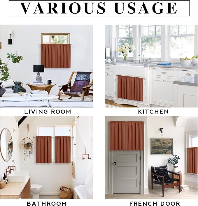 RYB HOME Blackout Bathroom Window Curtains, Short Thermal Insulated Heat - Image 7