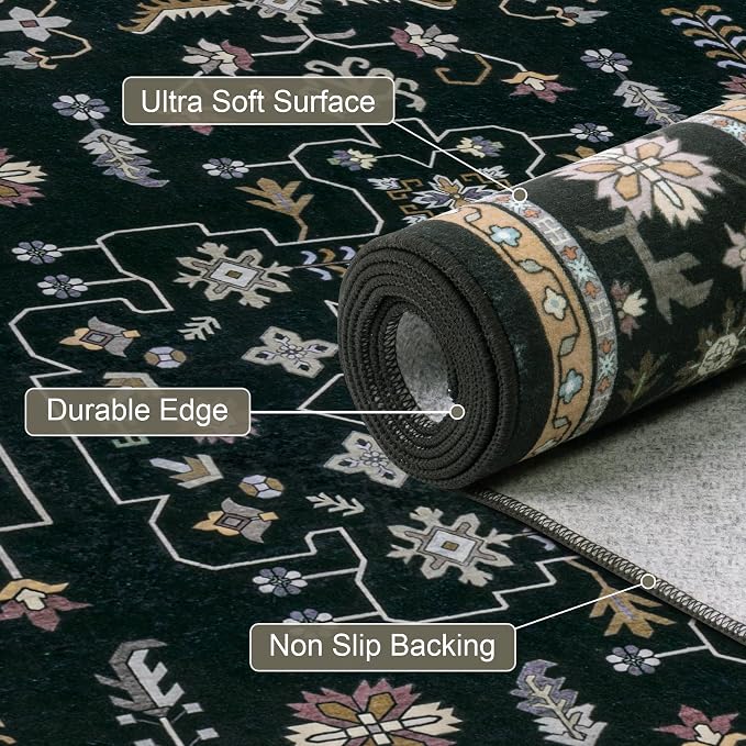 2x3 Area Rugs Living Room Rug: Washable Vintage Boho Medallion Rug No Slip - Image 7
