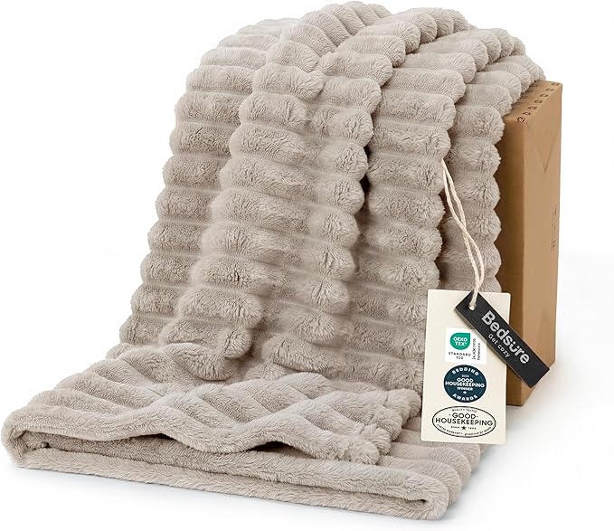 Bedsure GentleSoft Light Brown Fleece Blanket by BEDSURE