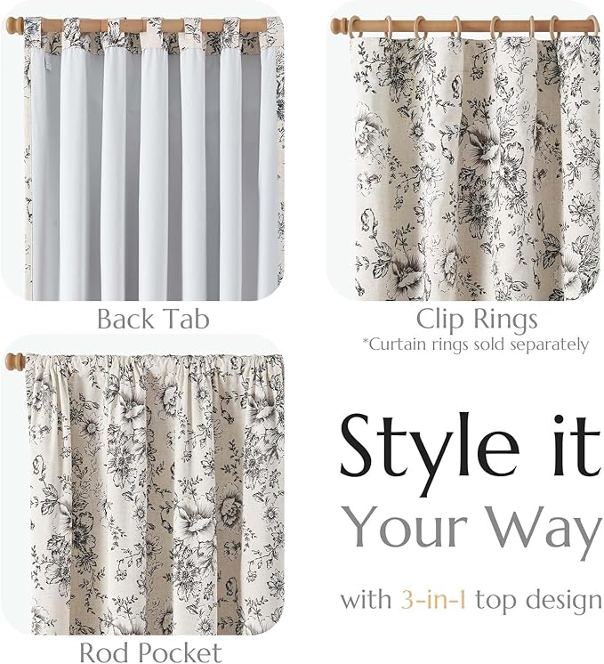 jinchan Blackout Floral Curtains - Image 5