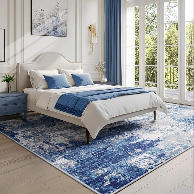 Washable Area Rugs 10'x14' Non-Slip Modern Abstract Soft - Image 7
