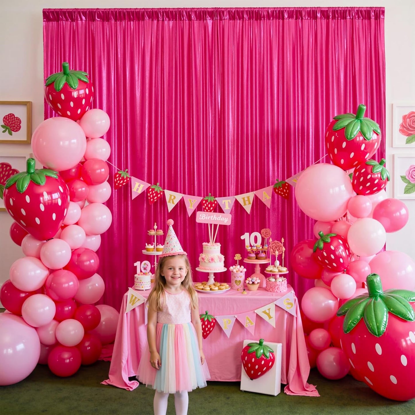 gogoparti 20x10FT Hot Pink Sequin Backdrop Curtain - 4 Panels of 5x10FT Wrinkle-Free Glitter Drapes for Photography, Birthdays, Weddings & Graduations