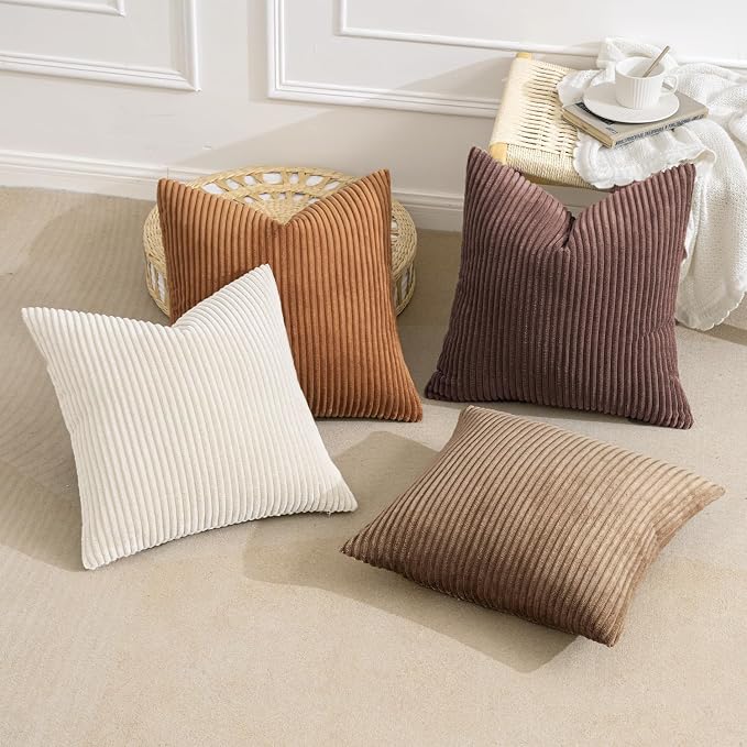 MIULEE Boho Farmhouse Throw Pillow Covers 24x24 Inch Set of 4 Rustic Mordern - Image 4