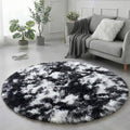 Amdrebio Black White Grey Circle Rug 6Ft Round Area Rugs by Amdrebio