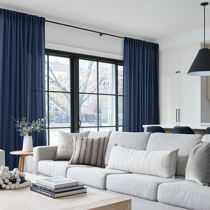 Navy Blue Curtains 80 inch Length - Image 2