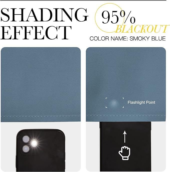 NICETOWN Smoky Blue Blackout Curtains 45 inches Length - Image 4