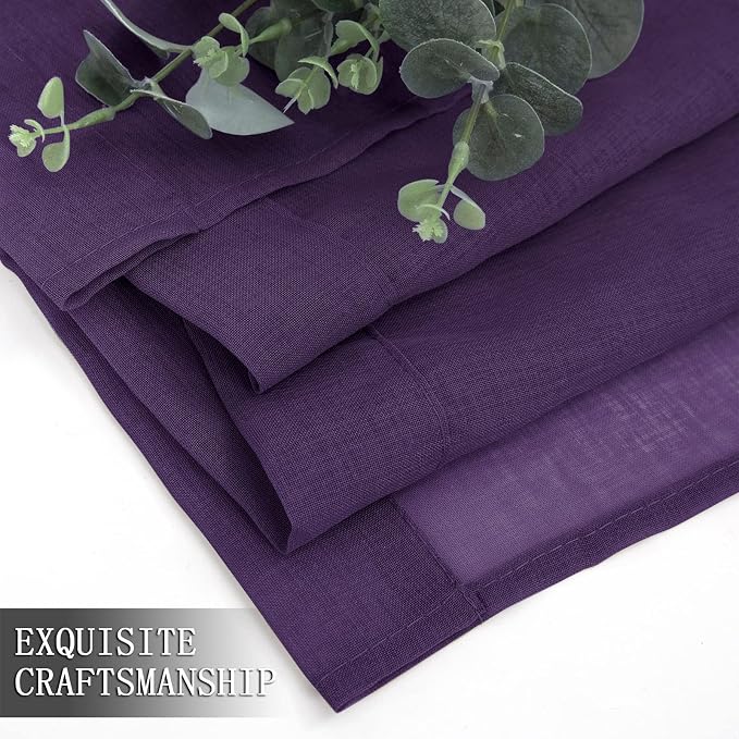 Tollpiz Short Sheer Curtains Living Room Linen Textured Curtain Sheers Light - Image 7