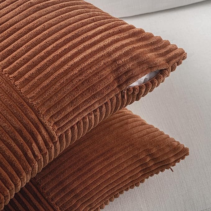 Fancy Homi 2 Packs Rust Decorative Throw Pillow Covers 22x22 Inch - Image 4
