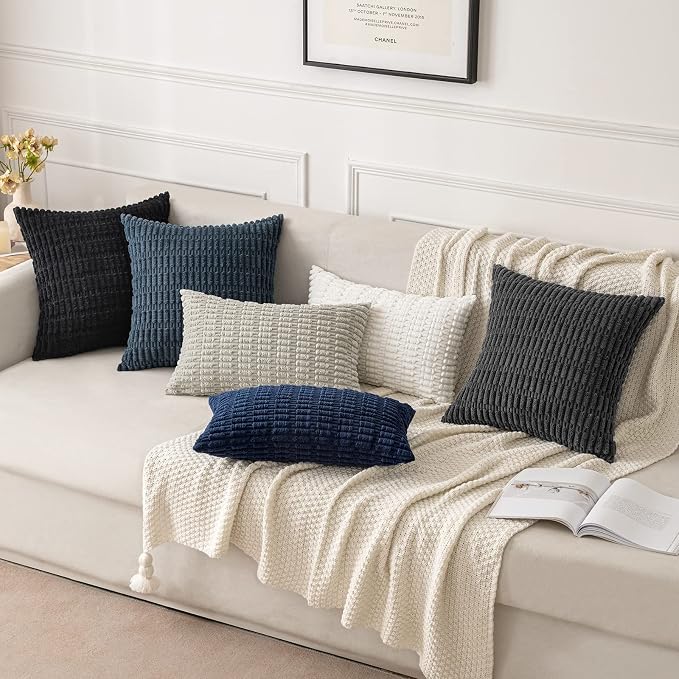 MIULEE Pack of 2 Corduroy Decorative Lumbar Throw Pillow Covers 20x12 Inch Soft - Image 2