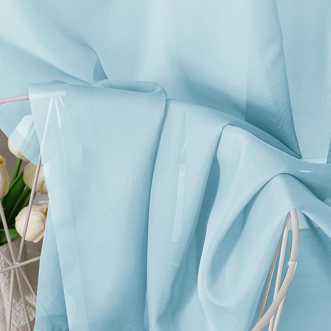 Aiyufeng 2 Pack: Basic Sky Blue Sheer Curtain Drapes 72 Inch Length 2 Panels - Image 7
