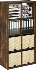 Furinno Cubicle Open Back Decorative Cube Storage Organizer, 8-Cube, Amber Pine