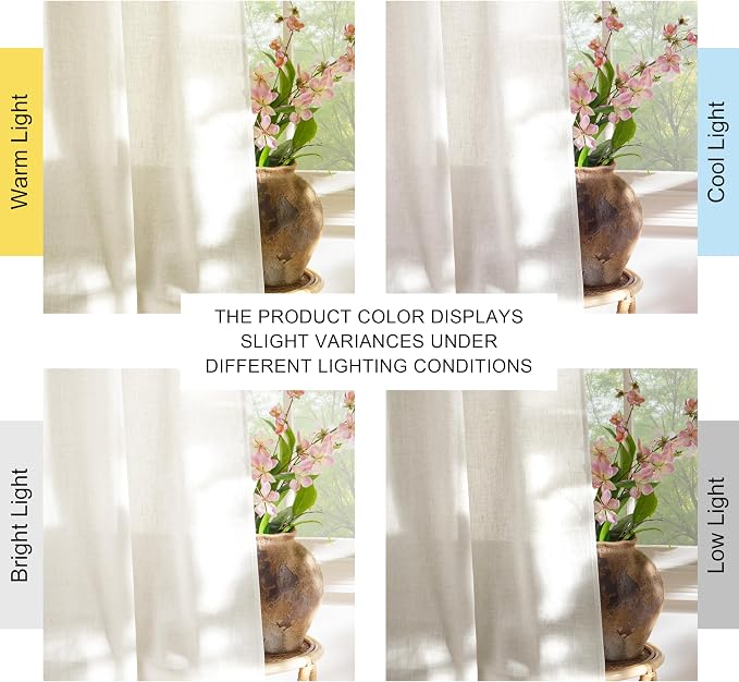 NICETOWN Flax Linen Doorway Curtains 78 inch Long, Rod Pocket & Back Tab Semi - Image 8