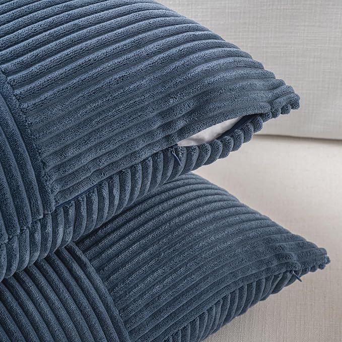 Fancy Homi 2 Packs Dusty Blue Samll Decorative Throw Pillow Covers 12x12 Inch - Image 4