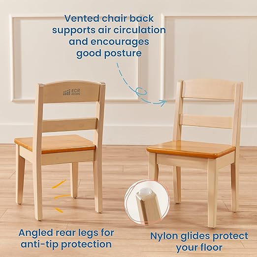 ECR4Kids Hideaway Table and Chair Set, Kids Furniture, Honey/Antique White, 3-Piece