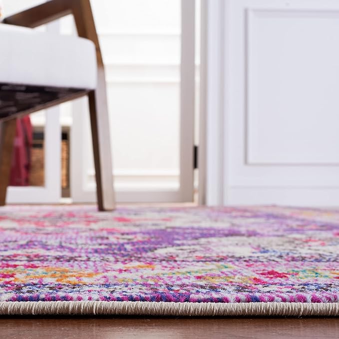 SAFAVIEH Monaco Collection Runner Rug - 2'2" x 10', Violet & Fuchsia, Boho Chic Medallion Distressed Design, Non-Shedding & Easy Care, Ideal for High Traffic Areas in Living Room, Bedroom (MNC243P)