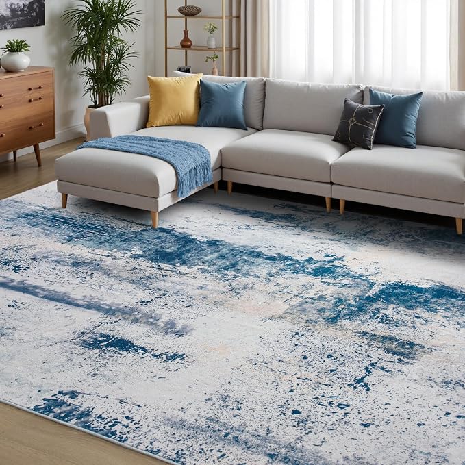 Toneed Abstract Area Rug 5x7 Modern Washable Rug Soft Non Slip Rug Low Pile by Toneed