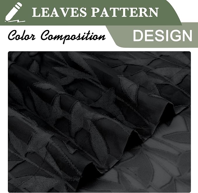Lecloud Leia Sheer Black Curtains Window Valances - Image 7