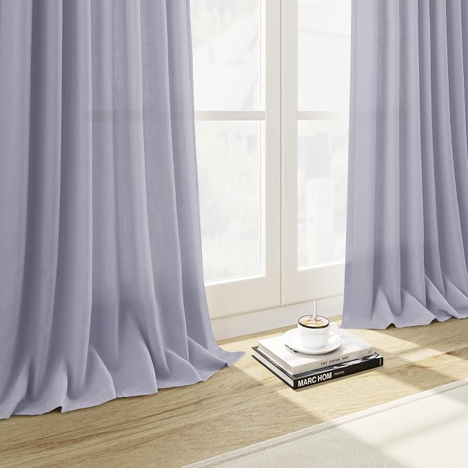 Nanspring Lavender Purple Linen Curtains 84 Inch Length 2 Panels Set - Image 5