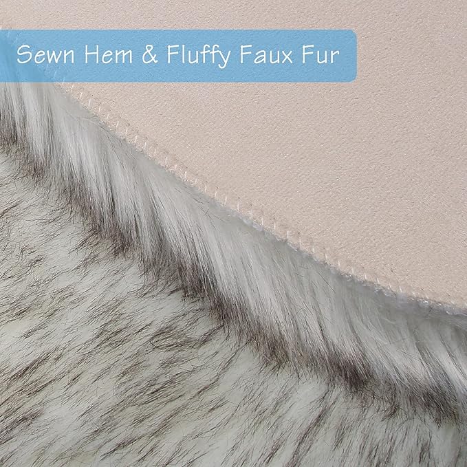 duduta White Black Faux Sheepskin Runner Rugs 2x6 ft, Fluffy Shag Bedroom Rug Fur Couch Sofa Covers Washable
