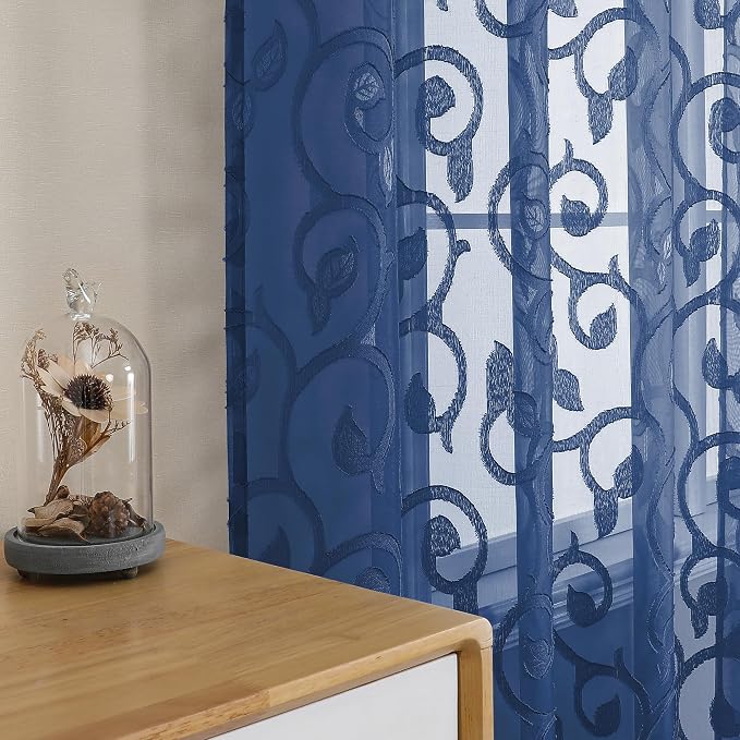 OWENIE Furman Blue Sheer Curtains 84 inches Long - Image 7