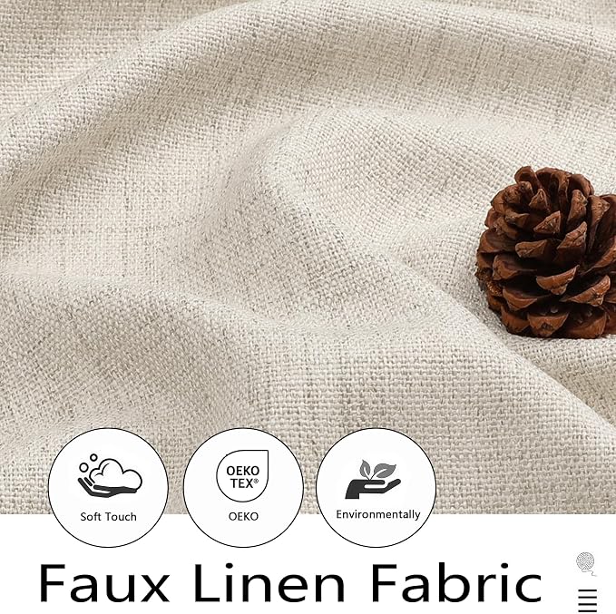 Natural Valances for Windows, Light Filtering Faux Linen Textured Small Short - Image 2