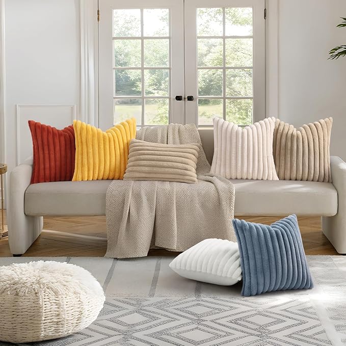 decorUhome Cozy Faux Fur Throw Pillow Covers 20x20 Set of 2 Decorative Soft - Image 6