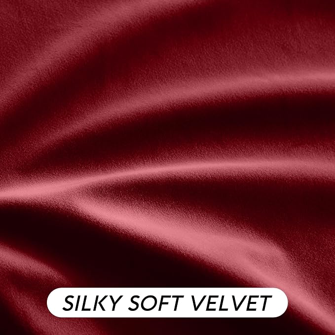 RYB HOME Chistmas Red Velvet Curtains- Super Soft Thermal Insulated Back Tab & - Image 6