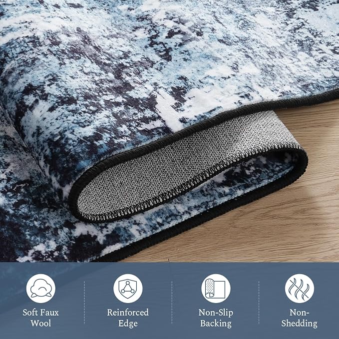 Rugflix 5x7 Area Rugs for Living Room, Washable Large Rug Stain-Resistant Low - Image 7