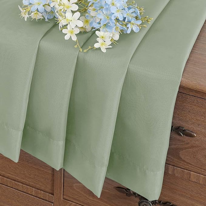 Sage Green Small Sheer Curtains 2 Panels Set, Kitchen Curtains 36 Inch Length - Image 6