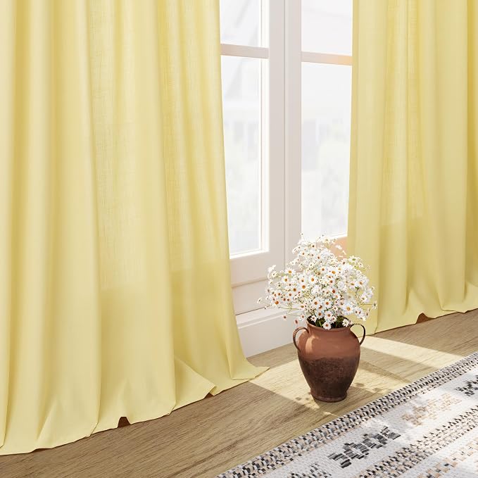 Yellow Linen Curtains 100 inches Long - Image 6