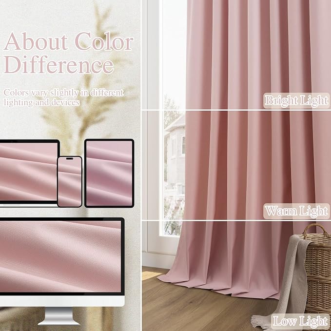 Guken 100% Blackout Curtains 80 Inch Length 2 Panels Set - Image 7