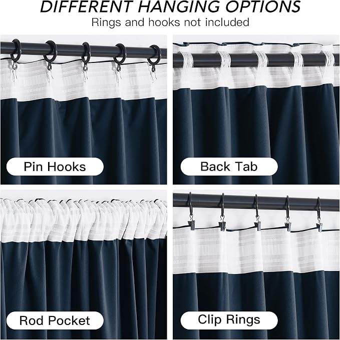 RYB HOME Navy Blue Velvet Curtains 102 inches - Image 4