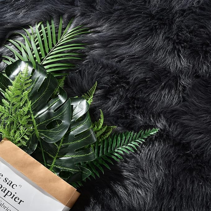 Latepis Living Room Rugs 6x9 Faux Sheepskin Fur Dark Grey Rug - Image 6