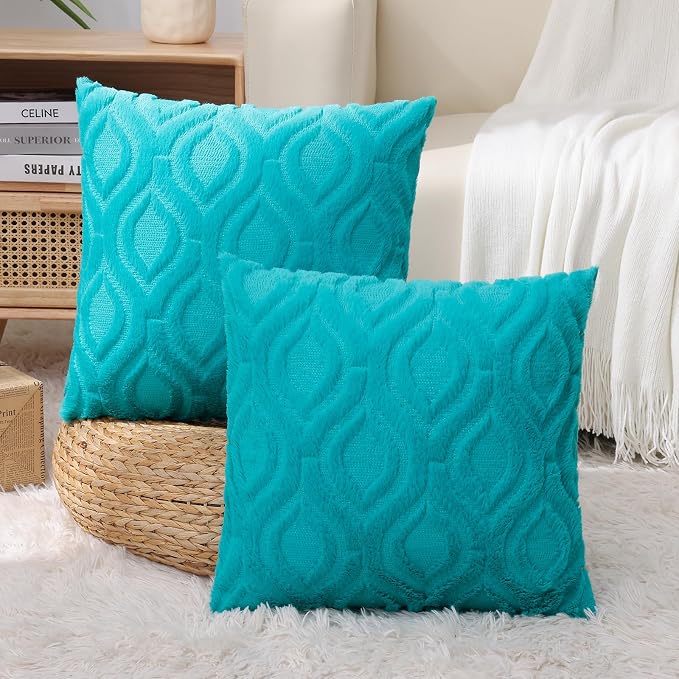 decorUhome Summer Throw Pillow Covers 16x16 Inch Set of 2, Soft Plush Faux Wool - Image 9