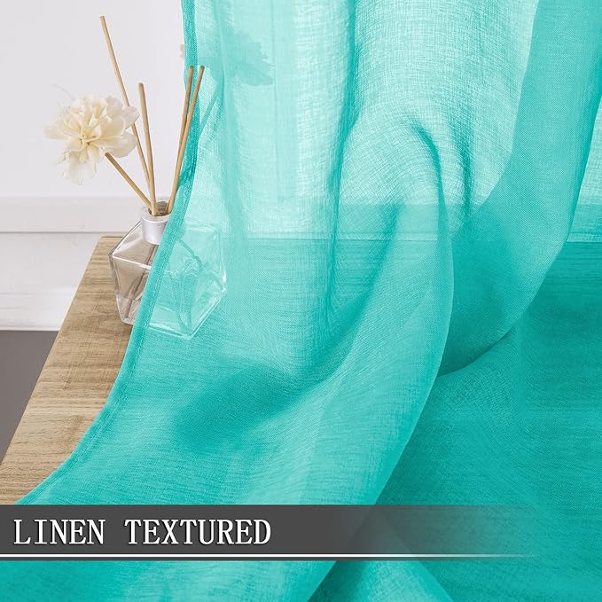 Tollpiz Sheer Curtains Linen Textured Bedroom Curtain Sheers Light Filtering - Image 2